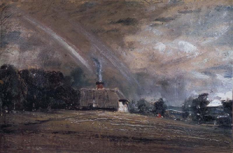 John Constable Landscape study,cottage and rainbow